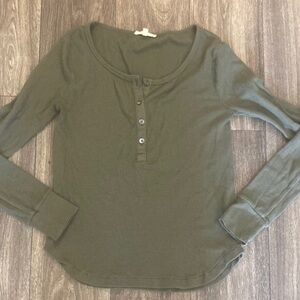 Madewell Olive Long Sleeve Henley Tee size small